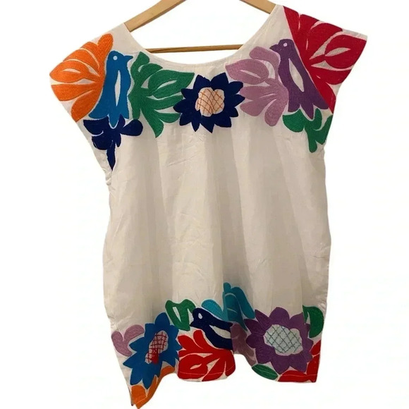 . Marie Womens Maya Embroidered Mexican Textile Shirt Blouse - Picture 5 of 7